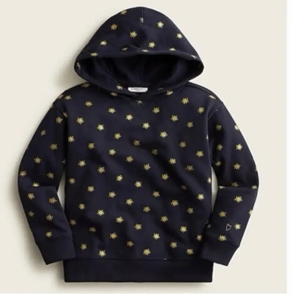 Crewcuts Girls' Navy Hoodie with Gold Foil Stars - Size Small